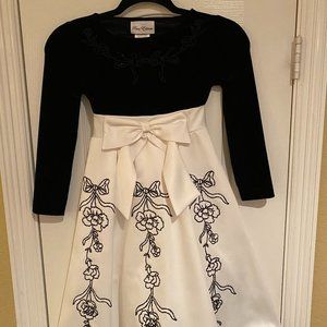 Rare Editions Black Velvet Dress with White Skirt